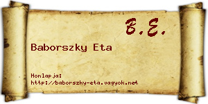 Baborszky Eta névjegykártya